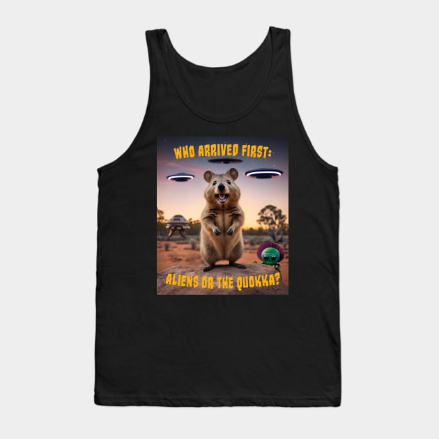 Who Arrived First, Aliens Or The Quokka? Super Cute & Funny Tank Top by Kye Chambers 